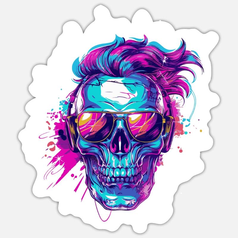 Techno Skull Party - Sticker size S (10 x 10 cm) - white matte