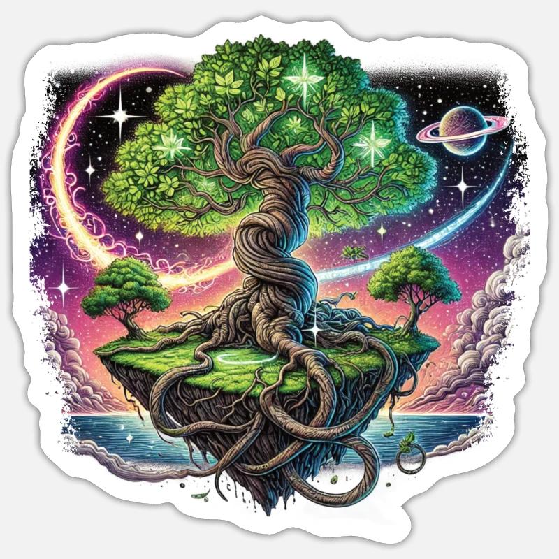 Der Kosmos Mit Unserem „space Tree“-design Sticker Größe S (10 x 10 cm)
