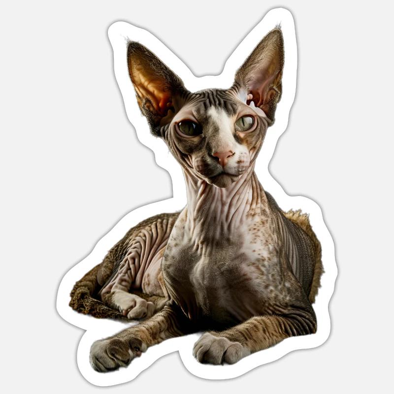 Cornish Rex - Sticker Größe S (10 x 10 cm) - Mattweiß