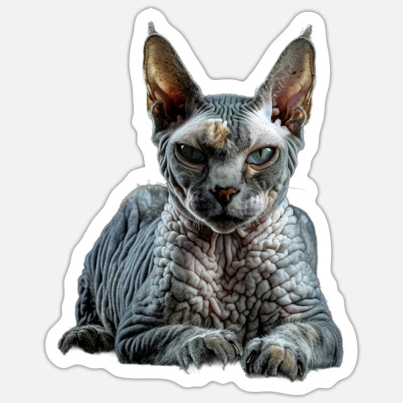 Devon Rex - Sticker Größe S (10 x 10 cm) - Mattweiß