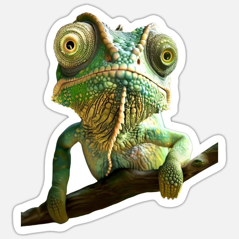 Chamäleon Echse Reptil Leguan Eidechse Chamäleons - Sticker Größe S (10 x 10 cm) - Mattweiß