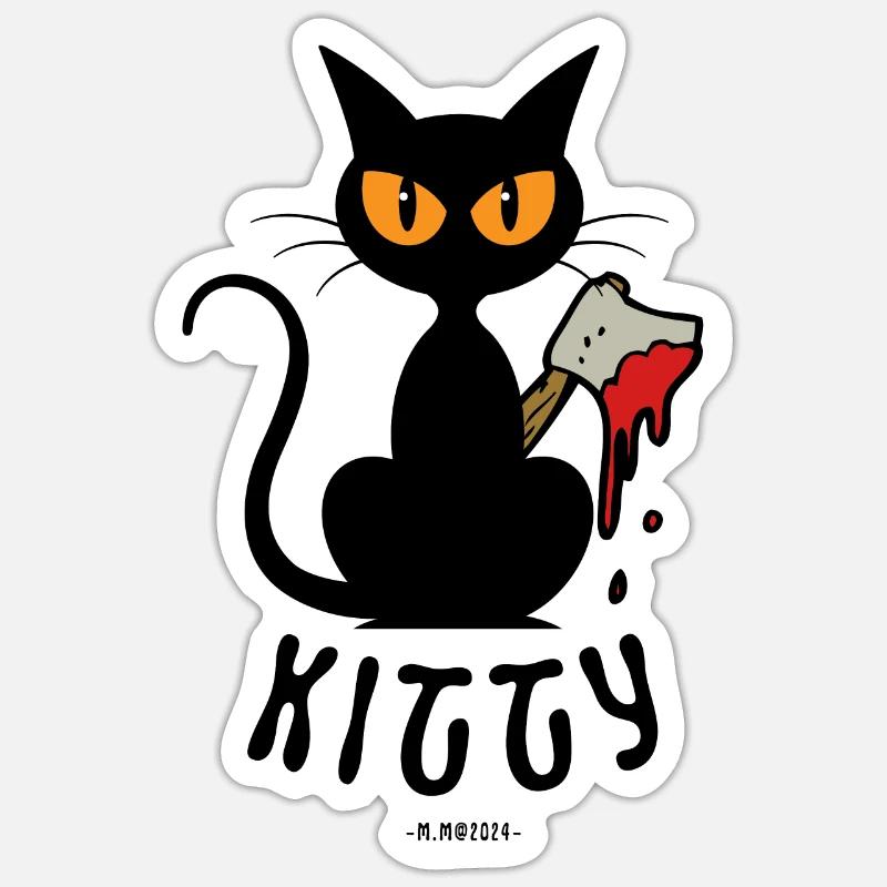 Kitty Axe! - Sticker size S (10 x 10 cm) - white matte