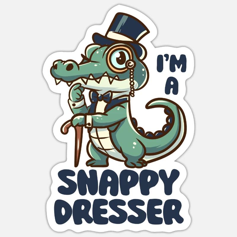 Je suis une commode Snappy - Jeu de mots sur le crocodile mignon Sticker taille S (10 x 10 cm)
