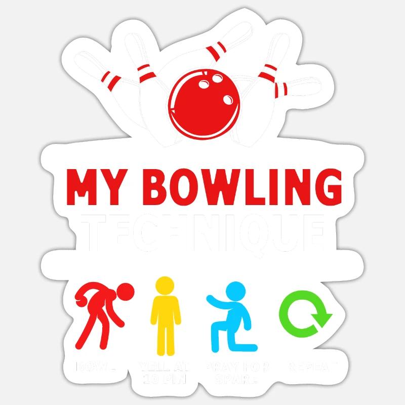 Bowling - Sticker Größe S (10 x 10 cm) - Mattweiß