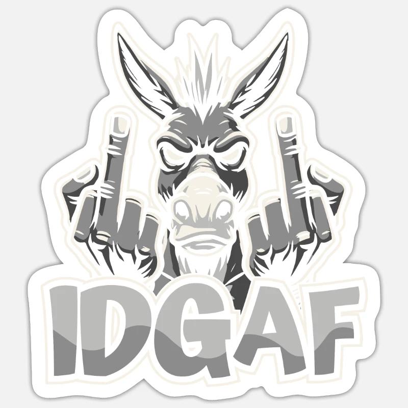Muli Donkey Idgaf - Sticker taille S (10 x 10 cm) - blanc mat