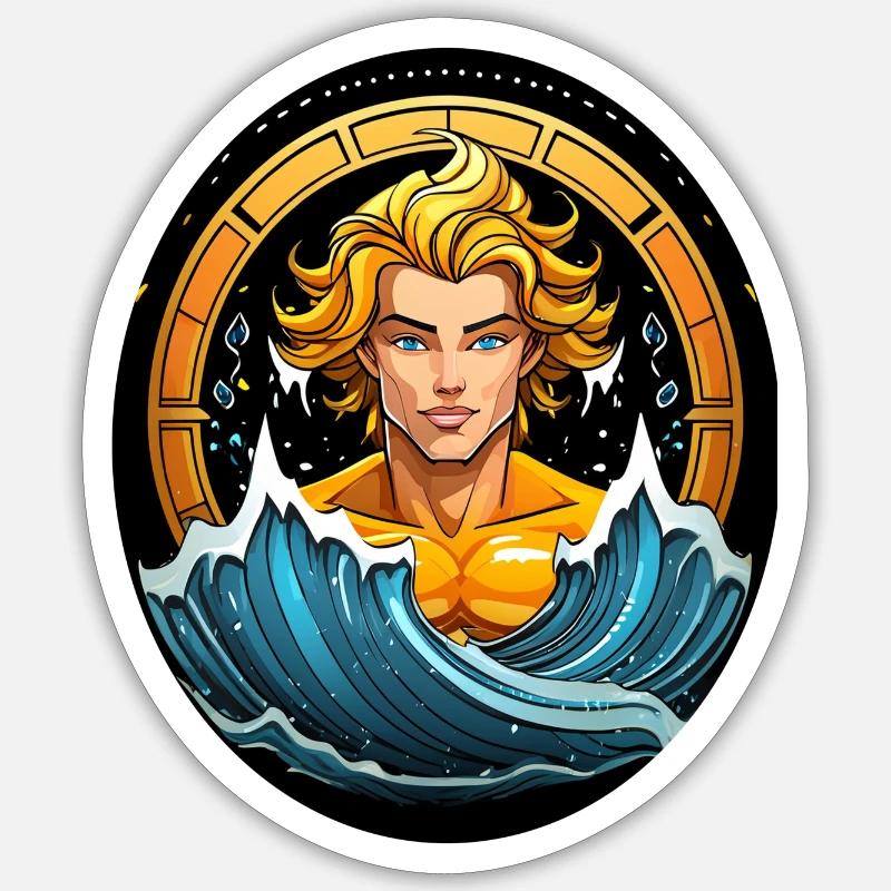 Sternzeichen Wassermann - Sticker Größe S (10 x 10 cm) - Mattweiß