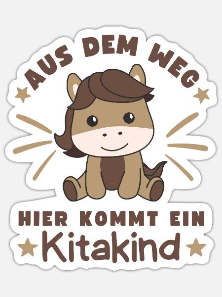 Aus Dem Weg Hier Kommt Ein Kitakind Pferd - Sticker Größe S (10 x 10 cm) - Mattweiß