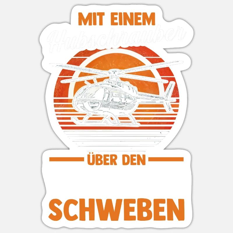 Pilot Helikopter Hubschrauber - Sticker Größe S (10 x 10 cm) - Mattweiß