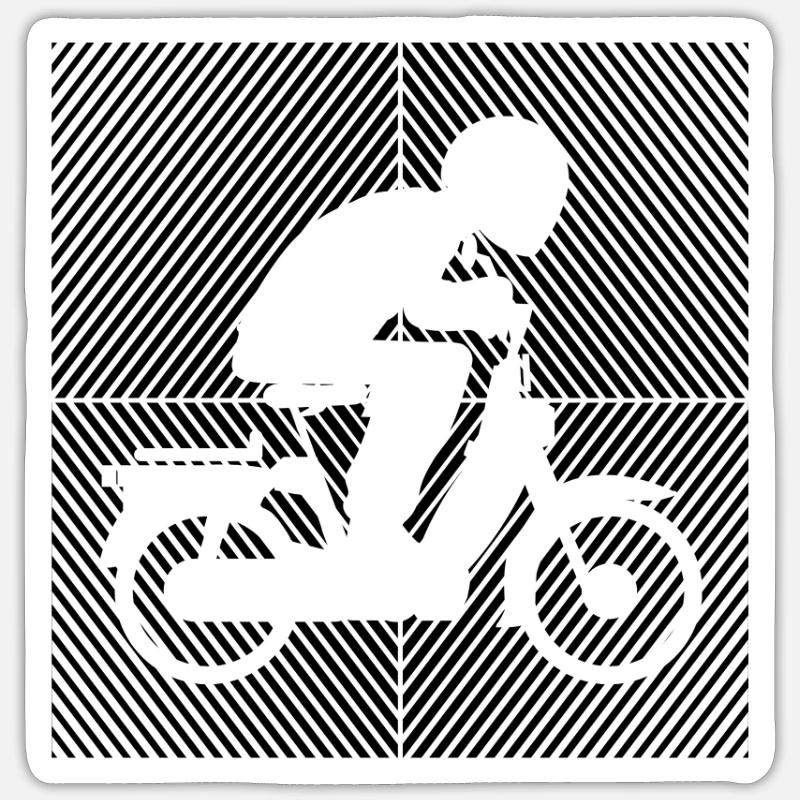 Mofa Mofaroller Moped Mofafahrer tshirt Mofa - Sticker Größe S (10 x 10 cm) - Mattweiß