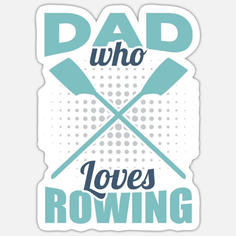 Père aviron - Sticker taille S (10 x 10 cm) - blanc mat