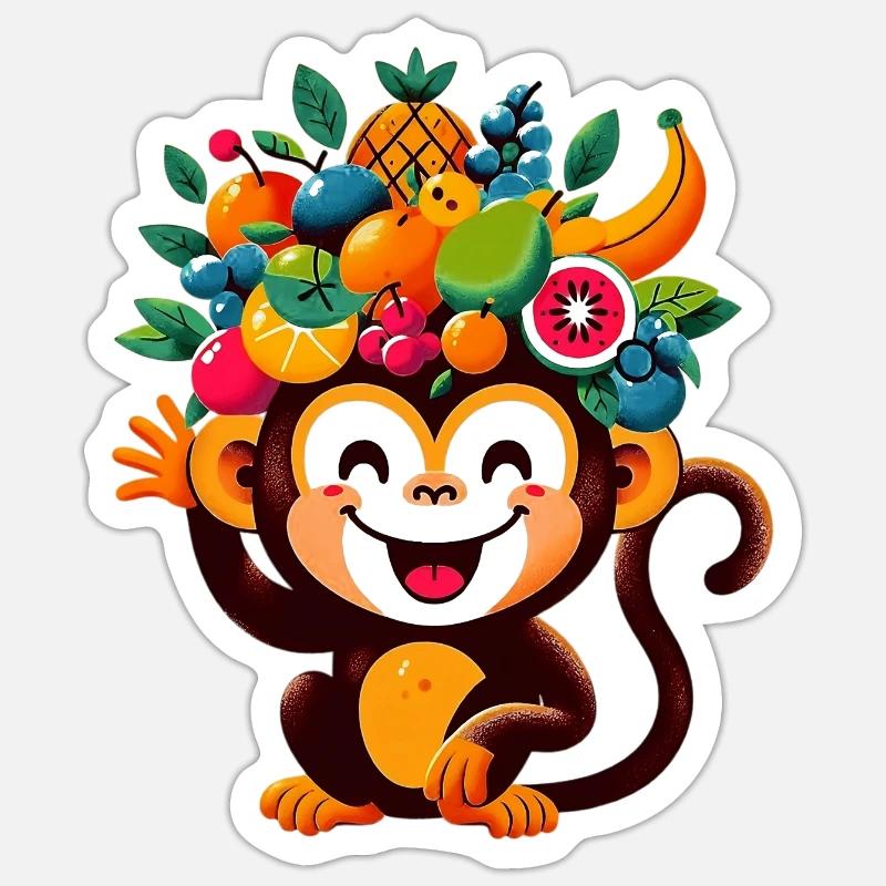 Affe - Sticker Größe S (10 x 10 cm) - Mattweiß