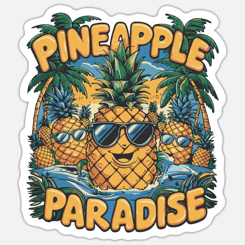 LE PARADIS DE L’ANANAS - Sticker taille S (10 x 10 cm) - blanc mat