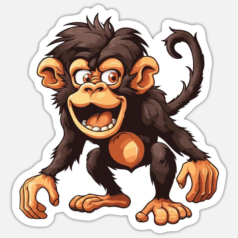 Affe Tier - Sticker Größe S (10 x 10 cm) - Mattweiß