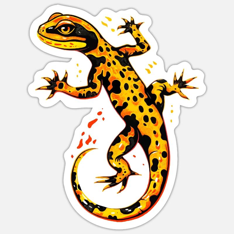 Salamander Molch Schwanzlurch Feuersalamander - Sticker størrelse S (10 x 10 cm) - mat hvid