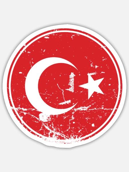Türkei Vintage Türkische Flagge Türke - Sticker Größe S (10 x 10 cm) - Mattweiß