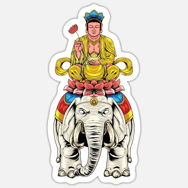 Buddhism God Bodhisattva Samantabhadra - Sticker size S (10 x 10 cm) - white matte
