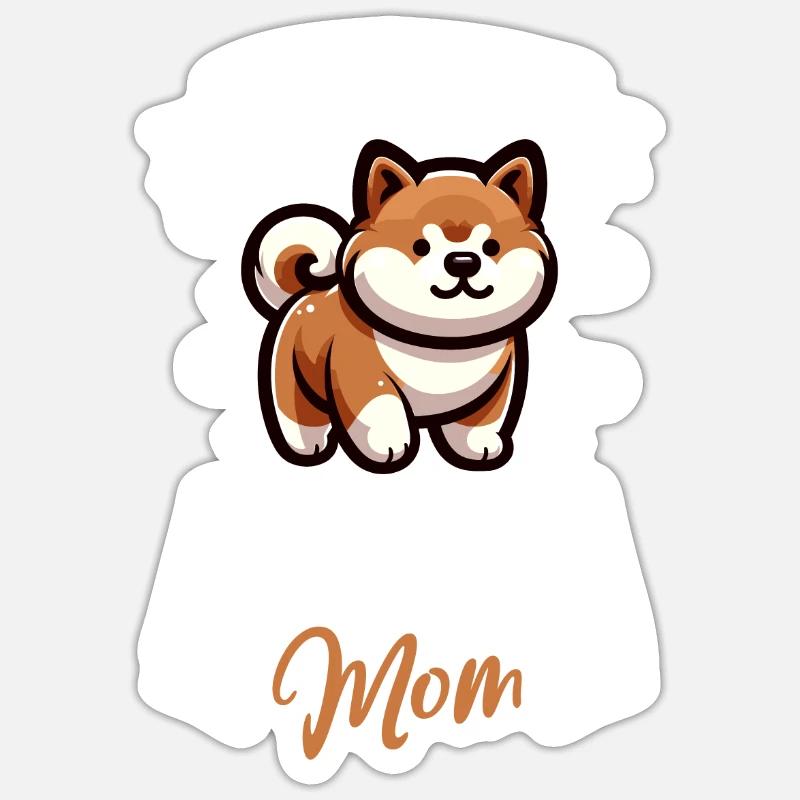 Akita Mama - Sticker Größe S (10 x 10 cm) - Mattweiß