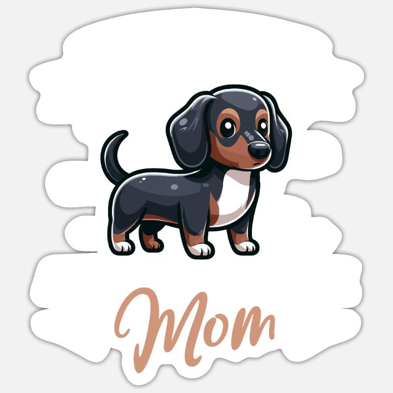 Teckel alpin Mama - Sticker taille S (10 x 10 cm) - blanc mat