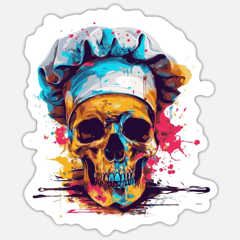 Crâne de chef - Sticker taille S (10 x 10 cm) - blanc mat