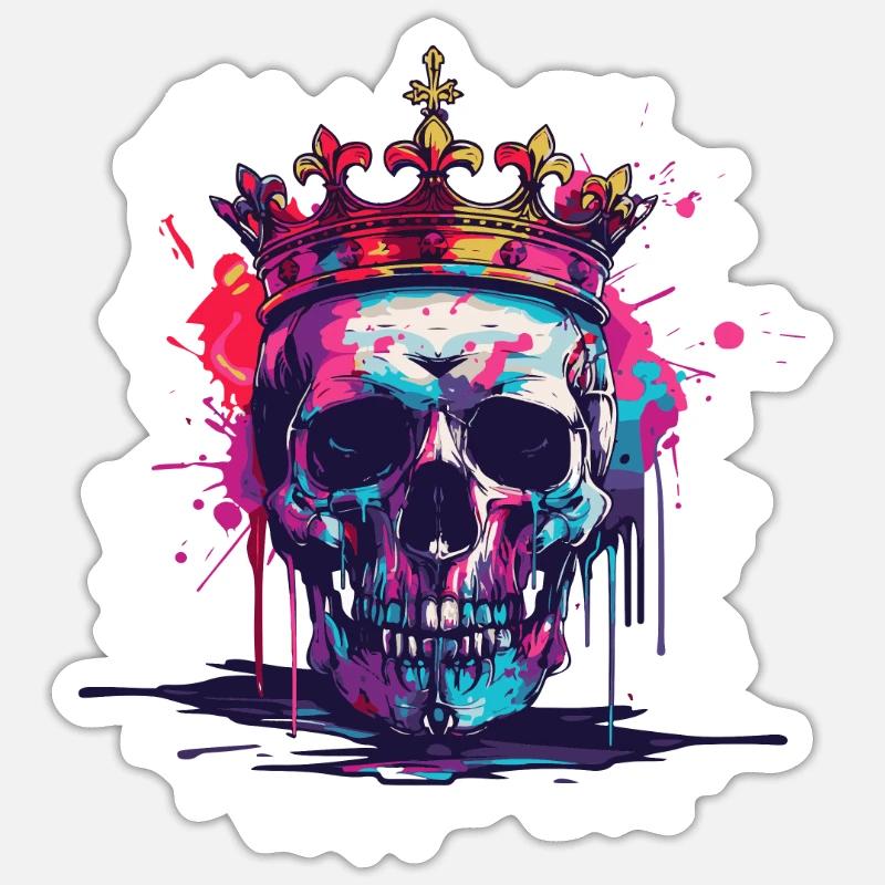 King Skull Crown - Sticker size S (10 x 10 cm) - white matte