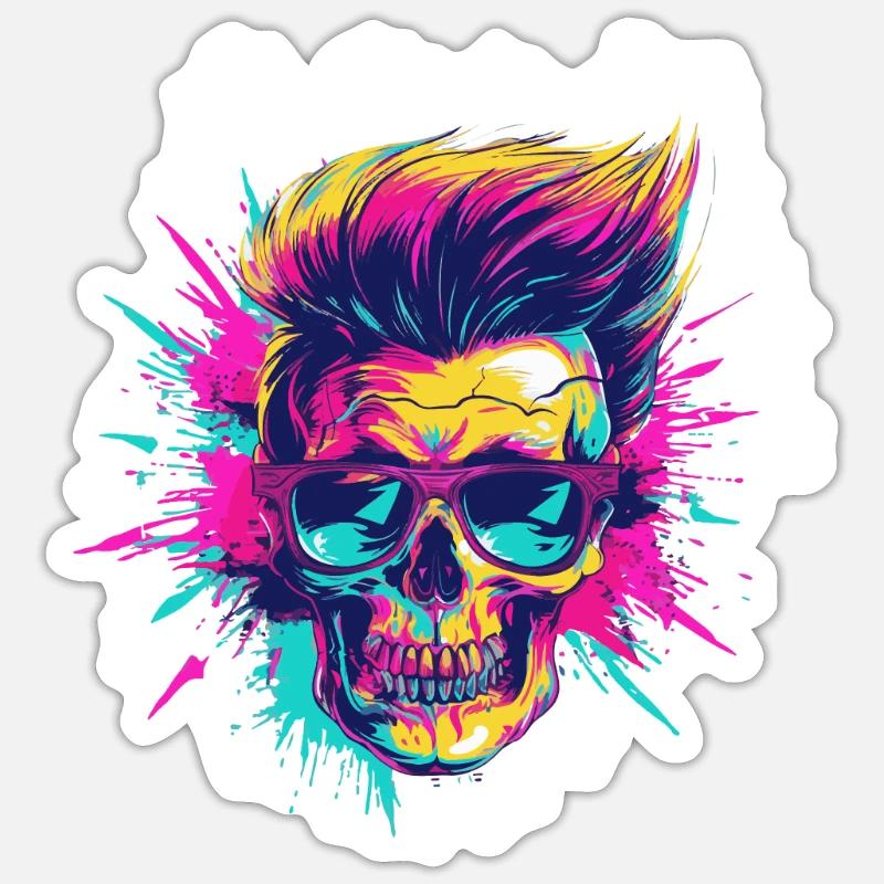 Techno Skull Party - Sticker size S (10 x 10 cm) - white matte