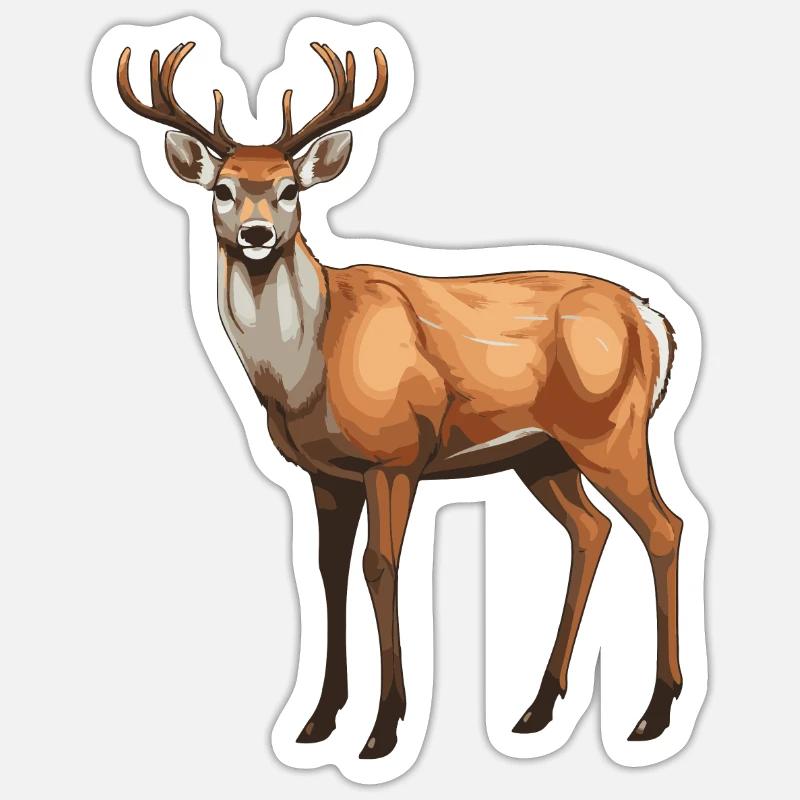 Hirsch Tier - Sticker Größe S (10 x 10 cm) - Mattweiß