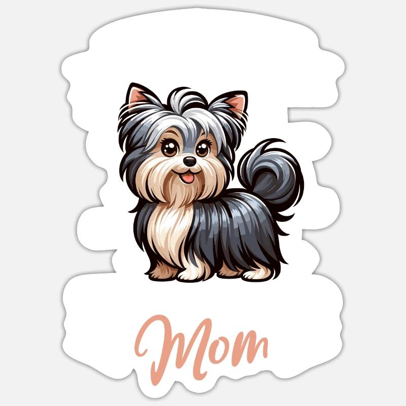 Maman terrier soyeux australien - Sticker taille S (10 x 10 cm) - blanc mat