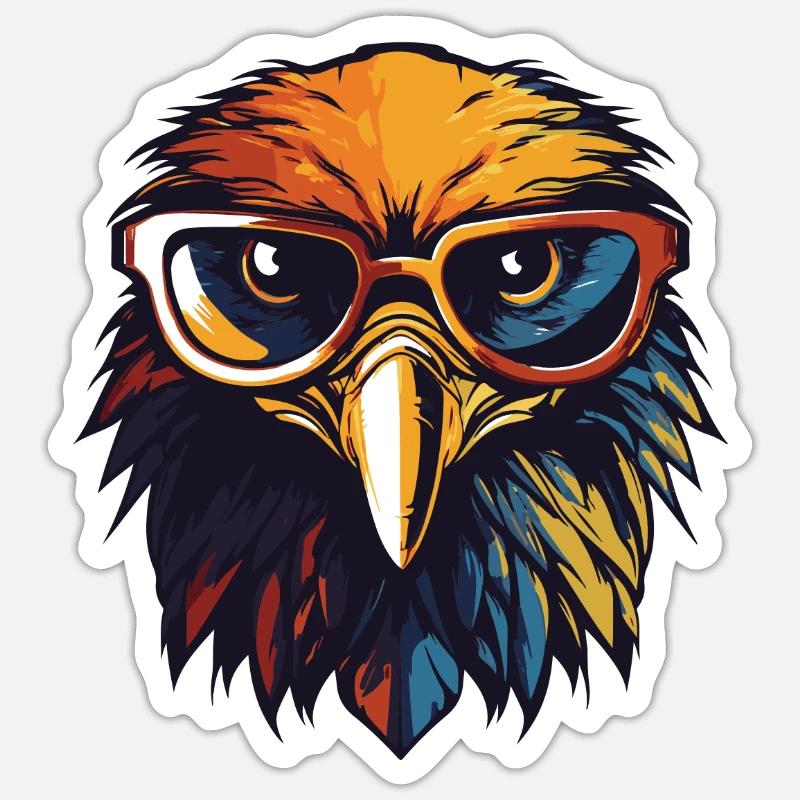 Fête Eagle Cool Head - Sticker taille S (10 x 10 cm) - blanc mat