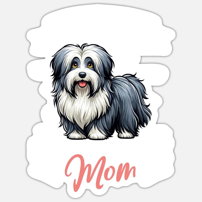 Bearded Collie Mama - Sticker Größe S (10 x 10 cm) - Mattweiß