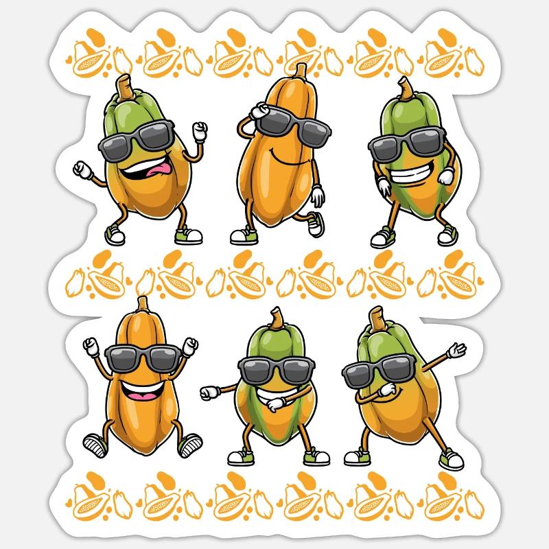 Papaya Dancing - Sticker size S (10 x 10 cm) - white matte
