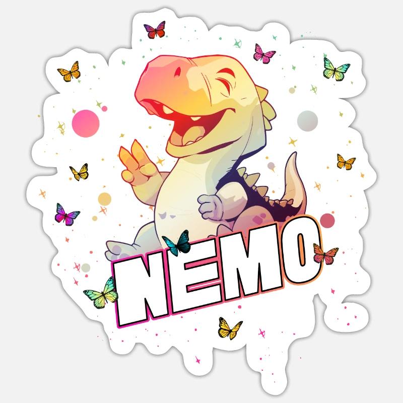 NEMO - Beautiful boy name with cute DINO T-REX Sticker size S (10 x 10 cm)