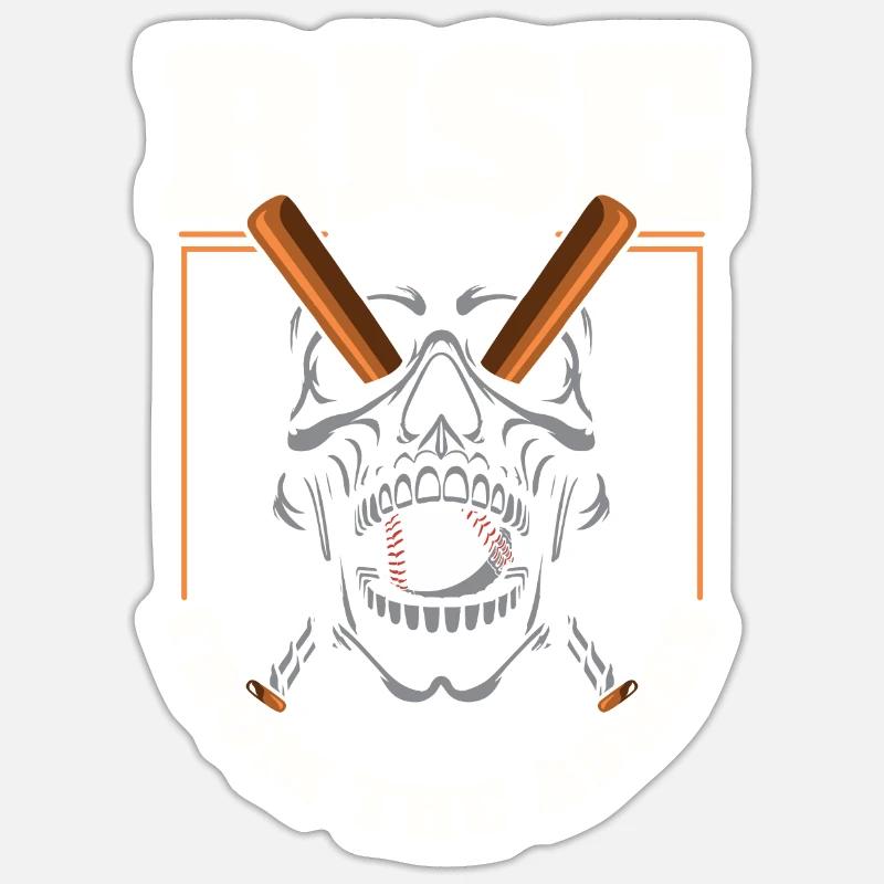 Baseball Schädel - Sticker Größe S (10 x 10 cm) - Mattweiß