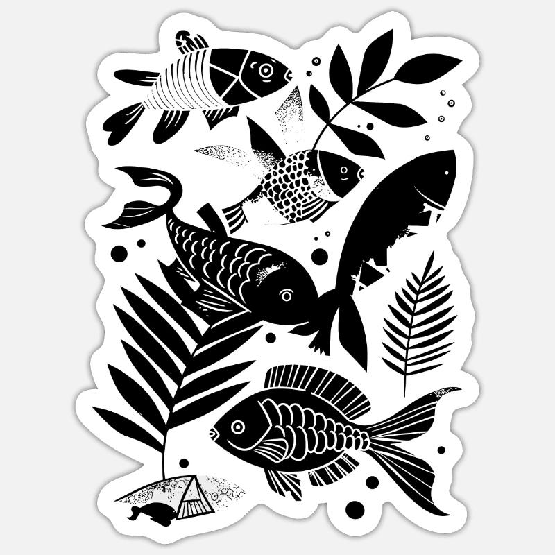 Fischen Comic Sticker Größe S (10 x 10 cm)