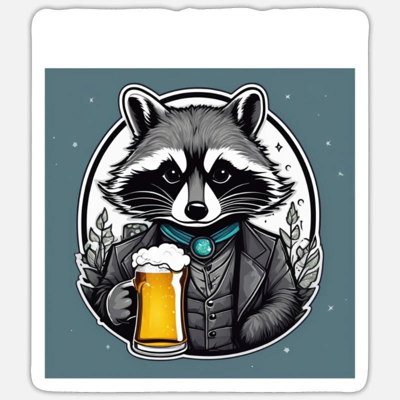 Waschbär mit Bier Lecker Bierchen Bier Meme Sticker Größe S (10 x 10 cm)