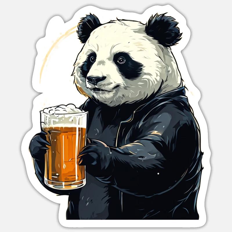 Panda mit Bier Lecker Bierchen Bier Meme Sticker Größe S (10 x 10 cm)