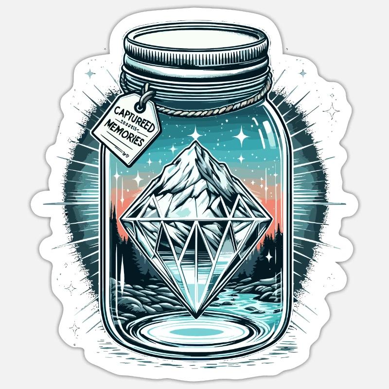 Diamant Eisberg im Einmachglas - Sticker Größe S (10 x 10 cm) - Mattweiß
