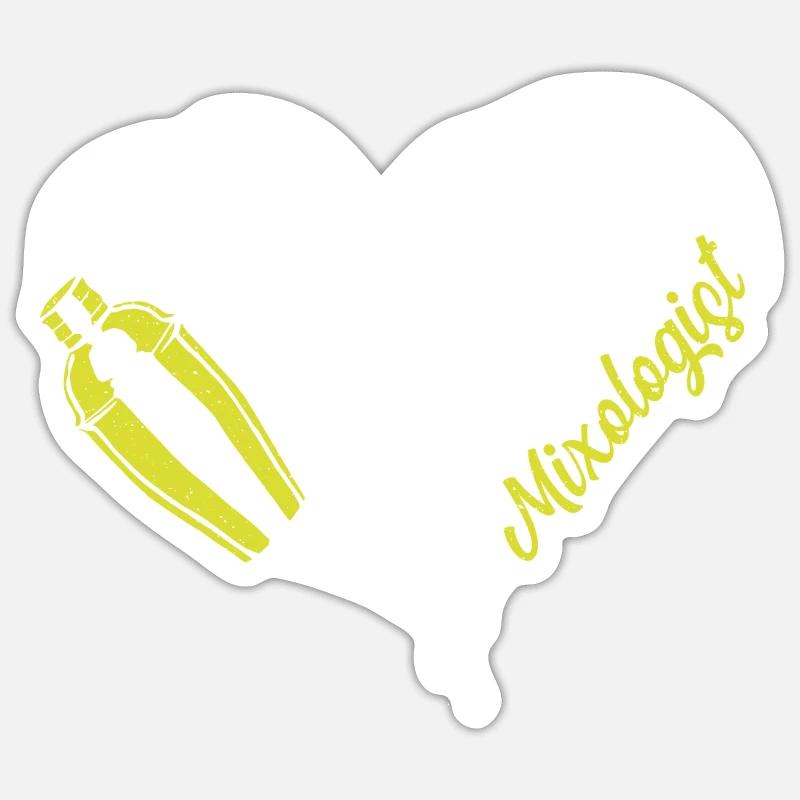 Bartender Mixologist Heart - Sticker Größe S (10 x 10 cm) - Mattweiß