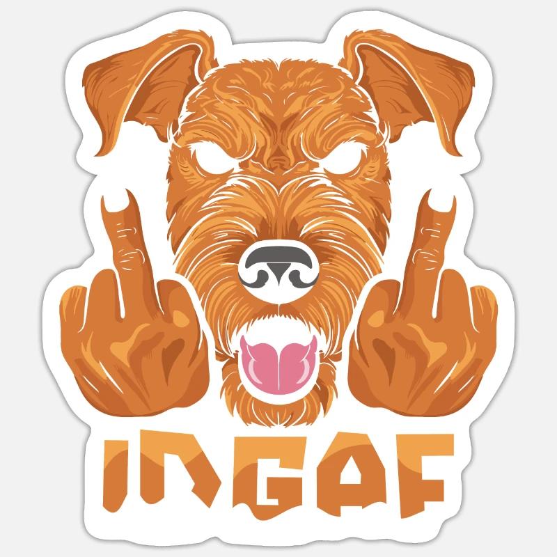 Airedale Terrier Idgaf - Sticker taille S (10 x 10 cm) - blanc mat