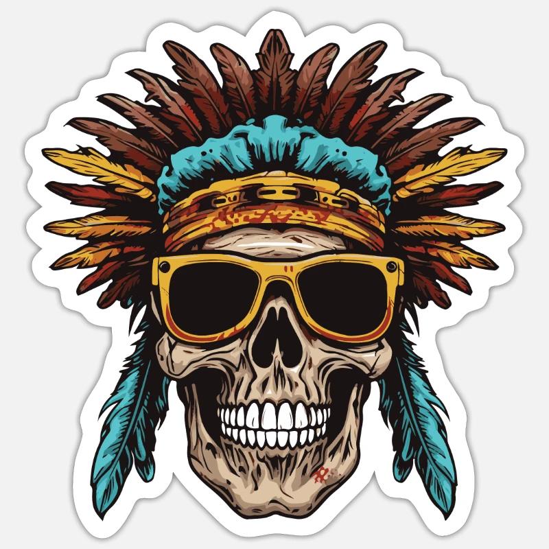 Apache Skull Indian - Sticker size S (10 x 10 cm) - white matte
