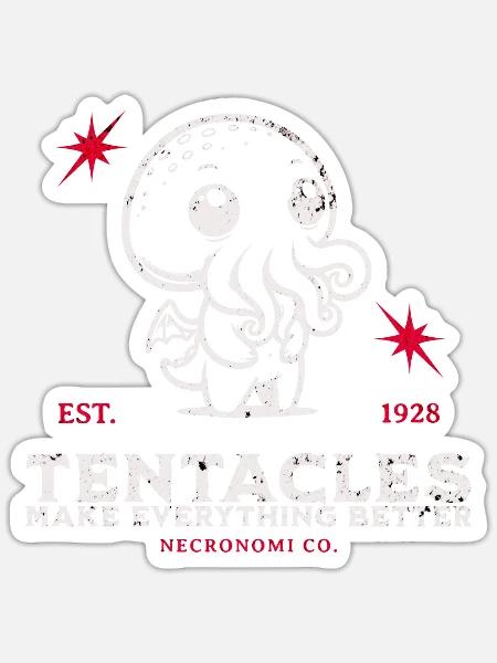 Tantakel Süßer Cthulhu Kult Lovecraft Necronomicon - Sticker Größe S (10 x 10 cm) - Mattweiß