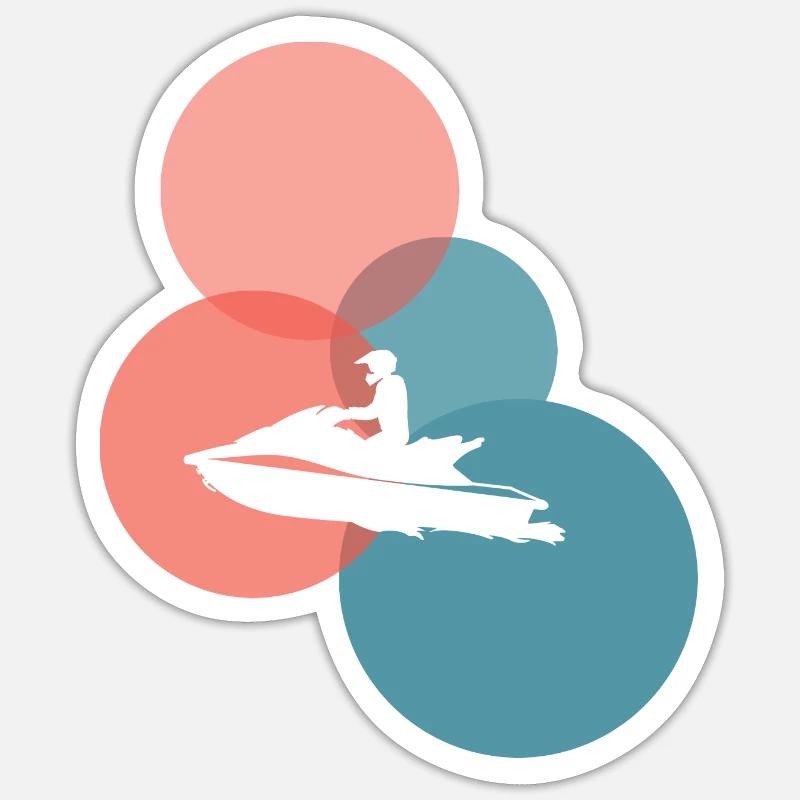 Wasserski Motorboot Boot - Sticker Größe S (10 x 10 cm) - Mattweiß