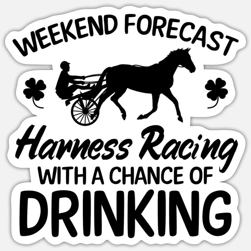 Cheval de trot Chevaux de week-end de trot - Sticker taille S (10 x 10 cm) - blanc mat