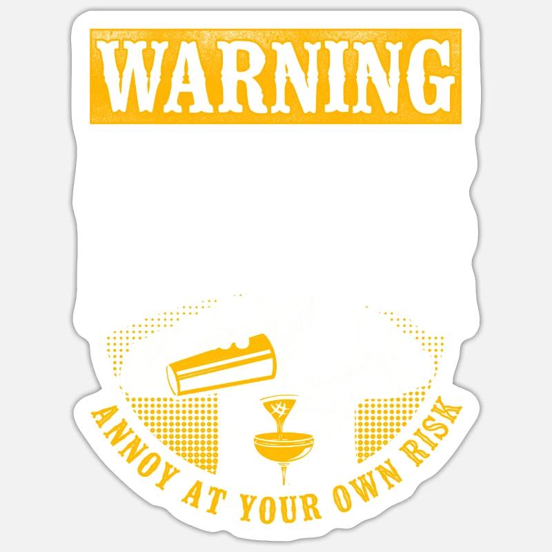 Bartender Mixologist Warning - Sticker size S (10 x 10 cm) - white matte