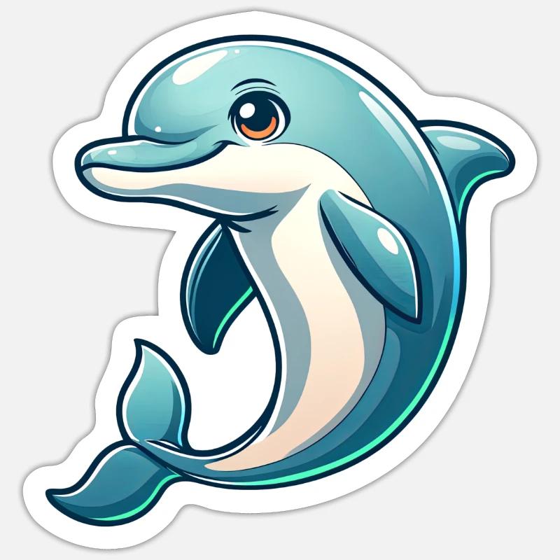 Delfin - Sticker Größe S (10 x 10 cm) - Mattweiß