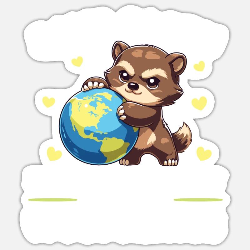 C’est la seule planète avec le carcajou Jour de la Terre - Sticker taille S (10 x 10 cm) - blanc mat