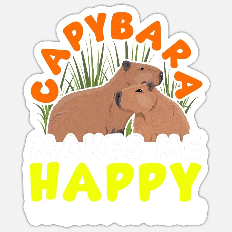 Capybara Capy - Sticker taille S (10 x 10 cm) - blanc mat