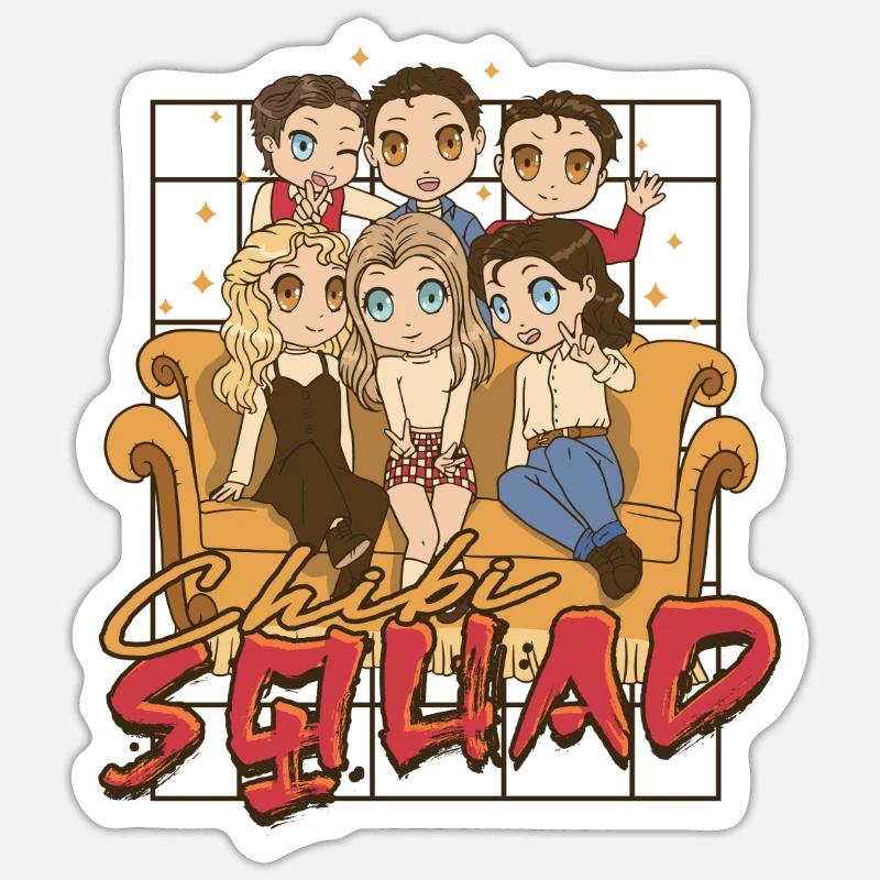 Anime Chibi Squad - Sticker taille S (10 x 10 cm) - blanc mat