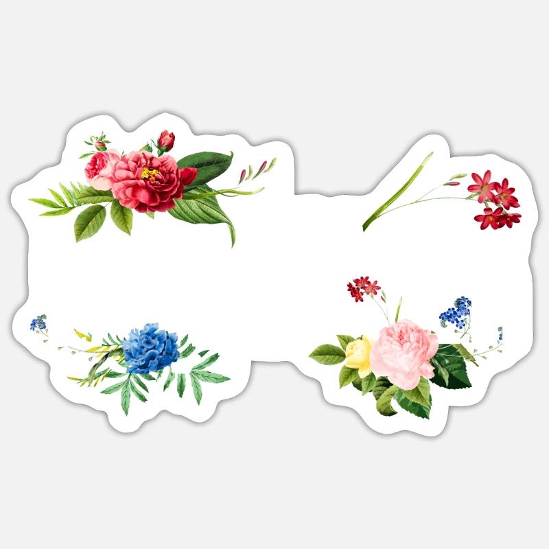 Barman Mixologue Fleurs - Sticker taille S (10 x 10 cm) - blanc mat