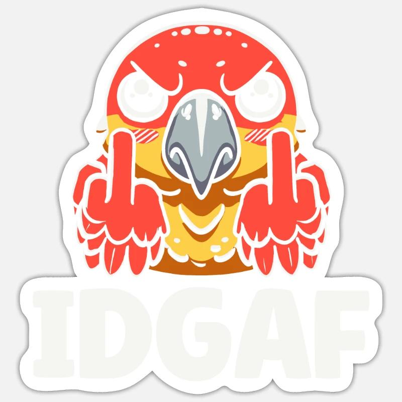 Perroquet Idgaf - Sticker taille S (10 x 10 cm) - blanc mat