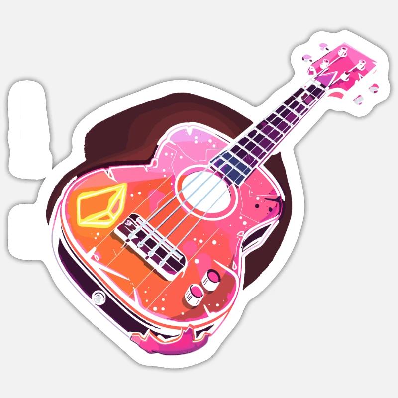 Ukulele 90s Look - Sticker size S (10 x 10 cm) - white matte
